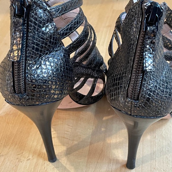 Plenty by Tracy Reese Bronze Snakeskin Strappy Sandals - Picture 3 of 8